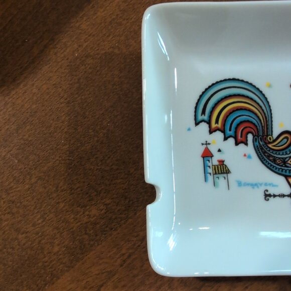 Vintage Swedish Berggren Rooster Ceramic Ash Tray Square MCM 1960s 4.25” - Picture 7 of 7